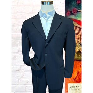 Armani Collezioni 44L 36x30 Navy Blue Designer 2 Piece Suit Jacket Pants Set